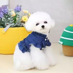 [콩심팥심]애견 사계절 프릴 스커트 청 자켓 의류 스타일 코디