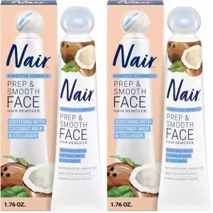 여성용 NAIR 각질 제거 페이셜 제모 크림 - 민감한 스킨케어를 위한 콜라겐이 함유된 매끄러운 피부 솔루션