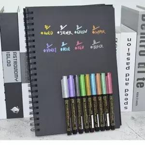 캘리그래피 브러쉬 펜 8색 메탈릭 수채화용 필기구 세트