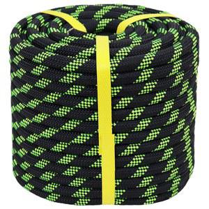 CRAYZA 땋은 폴리에스터 로프 3/8 x 100피트 나무 등반용 풀 스윙 세일링 검은색/형광 녹색