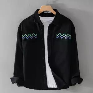 남성 긴팔 가을 프린트 카고 셔츠 코트 캐주얼 루즈핏 배색 아우터 저고리 심쿵해외구매