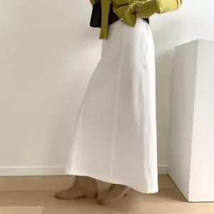 [다잇템] 여자 코튼 하이웨스트 백밴딩 내추럴 롱스커트