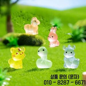 12/24/48pcs 귀여운 마우스 황소 호랑이 밤 글로우 빛나는 12 조디악 수지 인형 데스크탑 자동차 장식 작은