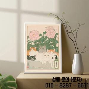 욕조에 일본 얼룩 고양이 포스터 인쇄 캔버스 회화 레트로 미적 벽 예술 그림 Japandi 욕실 화장실 홈 장식