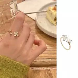 옆집샵 오픈반지 플라워 우정 커플링 사랑스러운 포인트 주얼리 조절 가능 패션 반지