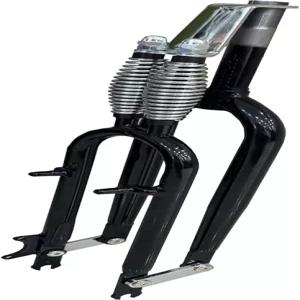 AUTES 26인치 자전거 포크 더블 스프링거 서스펜션 1인치 나사형 디스크 브레이크 블랙 크루저 초퍼 듀얼