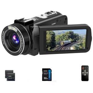 [미국배송] ORDRO 4K 비디오 카메라 캠코더 10배 광학 줌 30MP 24FPS 브이로그 3.0인치 IPS 터치스크린 디지털 카메라 32G 메모리 카드 탑재