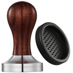 51mm 탐퍼 에스프레소 액세서리 키트: 키트, 전문가용 커피 세트, 우드 핸들 스테인리스 스틸 베이스 | 머신용 매트 도구 및 포터필터