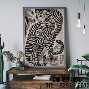 일본 호랑이 고양이 음악 캔버스 벽 아트 인쇄 포스터 빈티지 레코드 플레이어 장식 그림 홈 룸 선물 Unfra