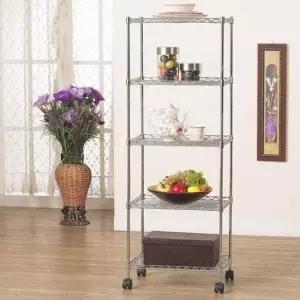 [생활] 오픈 정리 이동식 5단 선반 철제 틈새 메탈렉450