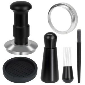 54mm 에스프레소 탬퍼 세트, 커피 탬퍼가 포함된 5-IN-1 액세서리 키트, WDT 도구, 투약 깔때기, 미끄럼 방지 매트 및 청소 브러시