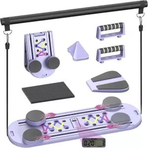 필라테스 보드 타이머가 장착된 휴대용 리포머 장비 홈 운동을 위한 7-in-1 접이식 머신 가정용 다목적