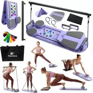 리포머 필라테스 보드 - 다기능 홈 운동 키트 가정용 세트 복근 트레이너 저항 밴드
