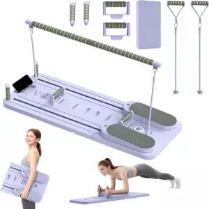 필라테스 보드 - 홈 운동을 위한 업그레이드된 접이식 리포머 세트 다기능 휴대용 머신