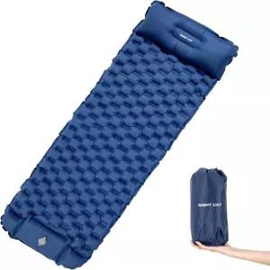 캠핑 배낭여행 하이킹을 위한 밤 고양이 풍선 수면 패드 매트 침대 베개 풋 펌프 포함 초경량 컴팩트