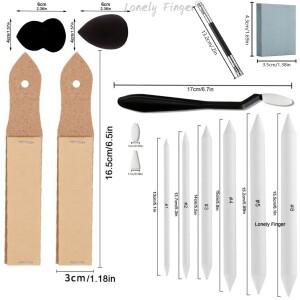 스크레이퍼 문지름 스폰지 반죽 지우개 및 사포 샤프너가 포함된 39PCS 블렌딩 그루터기 종이 아트 스케치