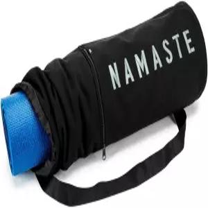 마사야 나마스테 대형 요가 매트 가방 - 운동 남성용 드로스트링 캐리어 긴 통기성 캔버스 슬링 딥 프론트