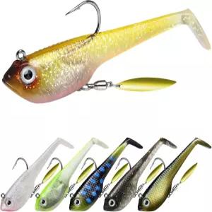 민물과 바닷물을 위한 무초 소프트 낚시 미끼 베이스 프리미엄 프리 리깅 지그 헤드 패들 테일 수영