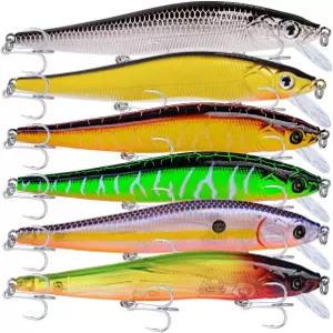 프로베로스 미노우 베이스 낚시 미끼 - 저크베이트 싱킹 세트 송어 메기 머스키 블루길 플러그 6Pcs/kit용