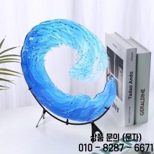 아크릴 바다 물결 조각 창의적인 같은 데스크탑 푸른 꽃 피규어 집 기숙사 사무실 장식