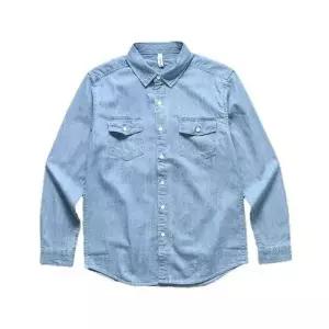 원더우면 청 데님 남사친 상의 칼라넥 봄가을 포켓 남방 셔츠 OPH5
