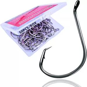 서클 훅 낚시 2배 강력한 문어 오프셋 물고기 메기 대량 장비 세트 소금물 담수 50PCS