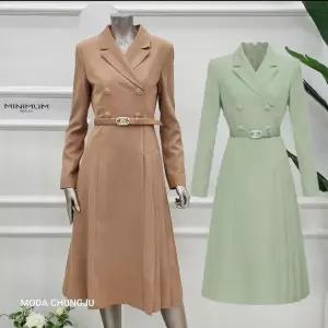 [미니멈]MD 카라넥 플리츠 디테일 원피스 MD MYAAWO2190 M_CJ