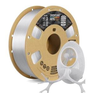 [미국배송] Overture 투명 필라멘트 PETG 1.75mm 3D 프린터 소모품 1kg 필라멘트(2.2파운드) 치수 정확도 확률 + /- 0.02mm