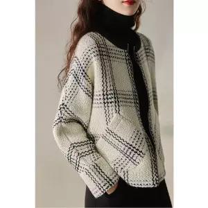 포뇨 검정 여자 울 우아하고 보들보들 체크 가오리핏 코트 OPH1