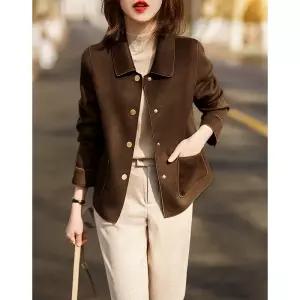 포뇨 여자 양면 면양모 실루엣 숏코트 OPH1