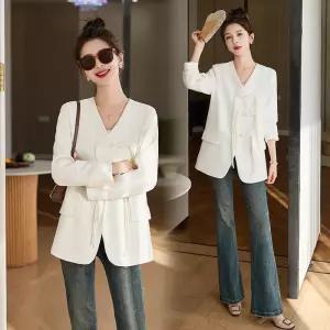 포뇨 봄 가을 복고풍 브이넥 다이얼 단추장식 코트 여성코트 에스닉풍 OPH1