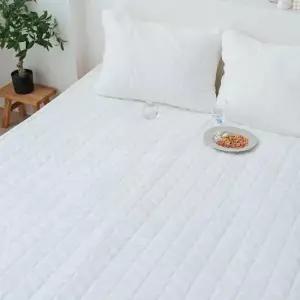 침구패드 밍크 극세사 밴딩패드 Q 화이트 단품 겨울 침대패드