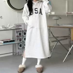 [문에이블]문에이블 여자 여성 겨울 루즈핏 후드넥 데일리 캐주얼 따뜻한 홈웨어 기모