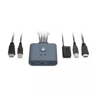 케이블 포함 IOGEAR 2포트 HDMI KVM 스위치 USB 및 연결 모니터 키보드 마우스 하나로 컴퓨터 2대 제어