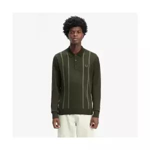 [매장정품] 프레드페리 FRED PERRY [Sharp] 버티컬 스트라이프 니트 셔츠 - 헌팅그린 AFPM2436537-408 3170