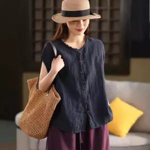 손오공 빈티지 여자 상의 데일리룩 린넨 민소매 봄신상 카디건 블라우스 싱글 셔츠 핫픽스 KUK1