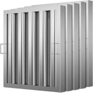 스테인리스 스틸 상업용 주방 후드 필터 15.5W x 19.5H 인치 범위 배플 그리스 등급 배기 4 홈 5팩