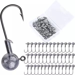 민물 및 바닷물 낚시를 위한 고투어 원형 리드 지그 헤드 후크 상자가 있는 수영베이트 송어 농어에