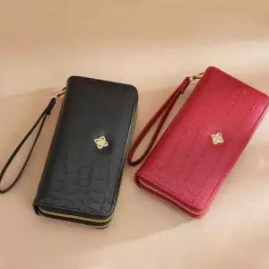 지퍼지갑 꽃장식 심플무늬 핸드폰수납 활용도 2단지퍼 장지갑