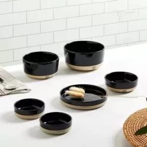 식기 마시 도자기 그릇 접시 찬기 제트 블랙 6P 세트