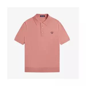 [매장정품] 프레드페리 FRED PERRY [Sharp] 숏 슬리브 코튼 니트 셔츠 - 퍼티 핑크 AFPM2519725-X90 317065
