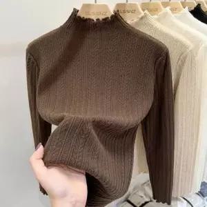 [옷은날개] 폴라니트면목티 여성폴라티 니트웨어반목니트 프릴 여자 프릴니트프릴하프넥