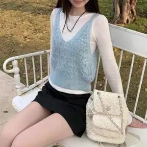 [옷은날개] 여성 5컬러 레이어드 조끼 브이넥 뷔스티에 니트조끼