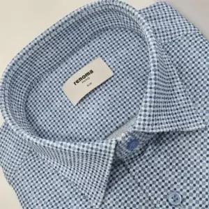 [레노마]슬림핏/반소매/UV CUT 미니도형DTP/여름 반팔 스판 셔츠 ROUSL1770 BU_US