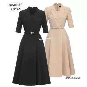 [미니멈]MD 카라 5부 플레어 원피스 MD MYBAWO4330_CJ