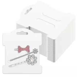 융킨 100개 헤어 클립 디스플레이 카드 헤드밴드 활 홀더 직사각형 화이트 카드보드 바렛 보석 액세서리 및