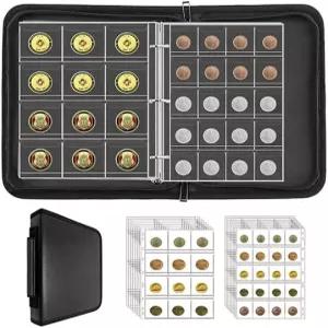 손잡이가 달린 수집가용 오패스트리 동전 컬렉션 북 방화 260 포켓 홀더 앨범 정리함 보관함 케이스