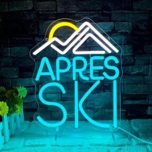 Apress 스키 네온사인 디밍 가능한 LED 네온 라이트 USB 구동 월 아트 침실용 고글 겨울 스포츠 장식 맨