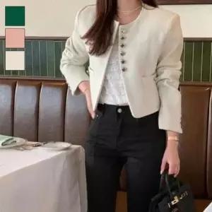 [SBD] 미니멀 오피스 트위드 여성 크롭 자켓