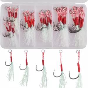 낚시 보조 고리 50개의 다양한 소형 교체용 바늘 느린 빠른 낙하 지깅 지그 바닷물 담수 유도